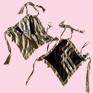 Bebe• Beautiful Y2K REVERSIBLE SILK TOP• size M• colors white, brown, sand• new